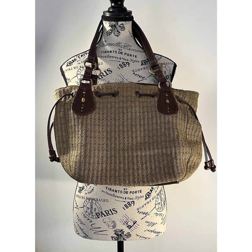 Women's Purse/Handbag Woven Shoulder Rosetti Brown And Tan /Beige Large